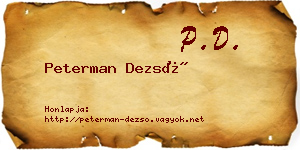 Peterman Dezső névjegykártya